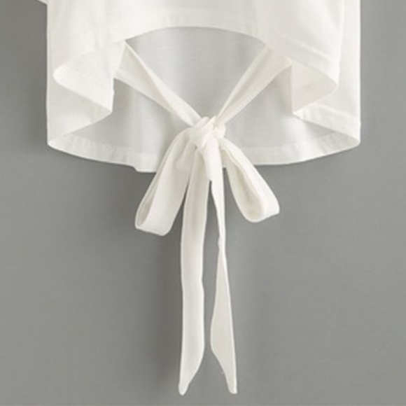 NWOT- TIE BACK CROP TEE - Picture 3 of 4